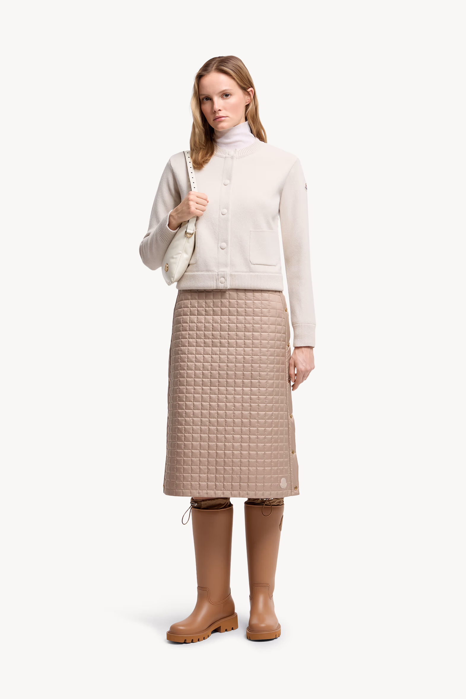 Cardigan matelassé en laine Femmes Blanc Moncler 0